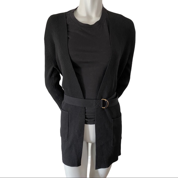 MICHAEL Michael Kors Black Ribbed Open Cardigan M - Picture 1 of 5